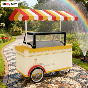 Carrito de Comida Móvil Remolcable para Helados y Gelato con Congelador de Exhibición, Construcción Metálica Resistente a la Corrosión para Uso en Exteriores y Comida Rápida - Product Image 1