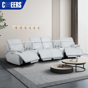 MANWAH CHEERS Canapé sectionnel de luxe en cuir véritable Home Cinéma Salon 4 places Meubles de salon Canapé inclinable Ensemble - Product Image 1