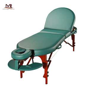 पोर्टेबल 2-सेक्शन फोल्डेबल मालिश टेबल आधुनिक डिजाइन लकड़ी के पैर के लिए चेहरे चिकित्सा के लिए आधुनिक डिजाइन लकड़ी के पैर - Product Image 2