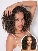 Perruque frontale afro en dentelle HD sans colle, synthétique, 12 pouces, 11x4, densité 200%, micro-torsades bouclées avec cheveux volumineux