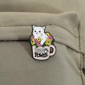 Pin de Esmalte con Diseño Floral de Paw Power para Amantes de Mascotas, Broche de Gato Blanco, <span class=keywords><strong>Perro</strong></span> y Otros Animales, Insignia para Solapa, Joyería, Regalo al por Mayor - Product Image 3