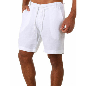 JL0512C High Quality 100% <strong>Linen</strong> <strong>Shorts</strong> <strong>Men</strong> Plus Size Plain <strong>White</strong> <strong>Shorts</strong> Solid Color Custom LOGO <strong>Men's</strong> Casual <strong>Shorts</strong> - Product Image 2