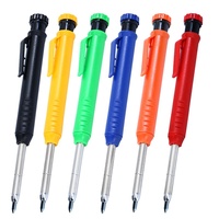 Crayon de charpentier mécanique pour marquage de trous profonds de 2,8 mm, taille-crayon intégré, pointe longue, plastique ABS + métal, impression UV/numérique, OEM