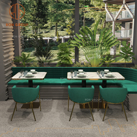 Café de luxe Salle à manger Café Mobilier Chaises en velours vert avec dessus de table en marbre et canapé Canapé Cabine pour restaurant