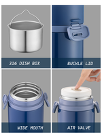 Tafuco - Lonchera de Acero Inoxidable Dos en Uno, Termo y Recipiente para Alimentos, Ideal para el Trabajo o la Escuela