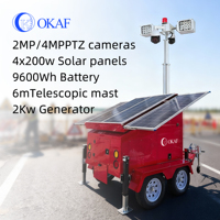Sistem Pemantauan Bergerak Menara Kamera 24/7 dengan Tiang Teleskopik 6m, Hibrida Baterai Surya dan Generator Diesel, Trailer CCTV Surya