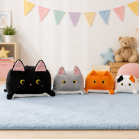 Coussin de canapé en peluche chat carré quatre couleurs avec doublure en maille anti-stress en flanelle longue en coton biologique