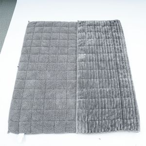 <b>Weighted</b> <b>Blanket</b> Flannel Lined Gray Solid Color Winter Therapy Fleece Plush Quilt Mixed Filler Machine Washable - Product Image 2