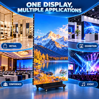 Afficheur LED pliable 4 pans P1.25 P1.538 P1.86, signalétique numérique mobile d'intérieur avec roues pour événements commerciaux