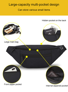 Sac banane bandoulière grande capacité avec 4 poches zippées, idéal pour le sport, les festivals, l'entraînement, les voyages, la course à pied et les activités décontractées, pour une utilisation mains libres - Product Image 2