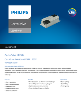 Meilleur prix pour les pilotes LED en plastique AC-DC PHILIPS CertaDrive LPF 4W 6W 8W 10W 12W - Product Image 2