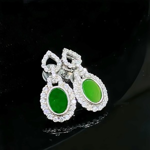 Pendientes de Jadeíta Birmana Natural de Grado A, Pendientes Ovalados de Jadeíta Birmana para Mujer, Regalo (Con Certificado NGTC) - Product Image 3