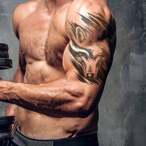 Adesivi per Tatuaggi Temporanei Grandi con Motivi Tribali, Aquila, Gufo, Lupo, Tigre, Drago, Leone, Impermeabili per Uomini e Donne - Product Image 5