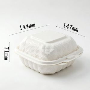 White Pp <b>Plastic</b>, <b>Small</b> 6-Inch Hamburger Flap <b>Box</b>, Disposable Takeout Food Container - Product Image 2