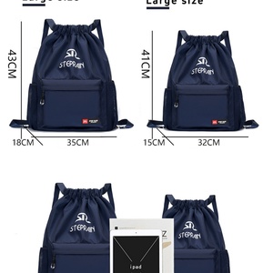 New Style Polyester With Front Zipper Pocket Foldable Reusable Backpack for Beach Hiking Gym Daily Use Adults Kid Drawstring <b>Bag</b> - Product Image 2