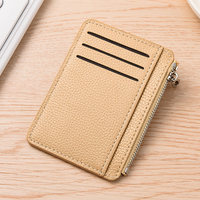 Dompet Kartu Kulit Pebble RFID Shield dengan Kantong Koin Ber-resleting Logo Merek Kustom Produsen Aksesori Perjalanan Premium Grosir