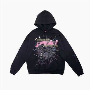 เสื้อฮู้ดดี้กำมะหยี่ผ้าฝ้าย 100% คุณภาพสูง พิมพ์ลายแมงมุม ทรงโอเวอร์ไซส์ - Product Image 1