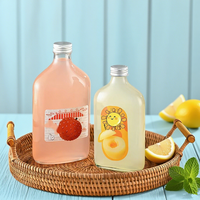 Bouteille en verre transparente de 50 ml pour thé au lait, sérigraphiée, avec bouchon à vis et diffuseur à roseaux, pour emballage de jus/boissons