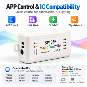 โมดูลนีออนเฟล็กซ์ตกแต่งสำหรับจัดแสดงสินค้าปลีก แบบ LED Tape Configurations ใช้ SP105E สำหรับโปรแกรม Pixel Strip หลายเอฟเฟกต์ - Product Image 2