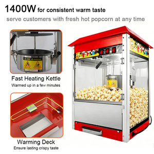 <span class=keywords><strong>Machine</strong></span> à Popcorn Électrique Portable 5-8 Oz, <span class=keywords><strong>Machine</strong></span> à Popcorn Professionnelle de Table Rouge avec Verre Trempé - Product Image 5