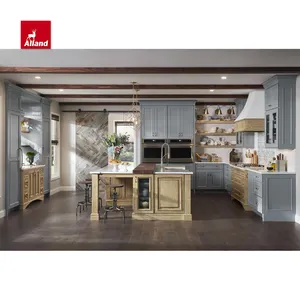 Meubles de cuisine Conception personnalisée sur mesure en bois massif véritable Armoire de cuisine moderne pour petite pièce avec prix d'usine pour la maison personnalisée