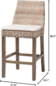 DreamCraft Solid <b>Wood</b> Frame and Rattan Seat Upholstered Counter <b>Stool</b> <b>Bar</b> <b>Stool</b> Vietnam - Product Image 3