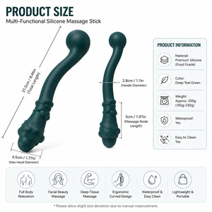 แท่งนวดหน้าซิลิโคนสีเขียว ปากกานวดกดจุดสำหรับดูแลผิวหน้าและผิวกาย - Product Image 4