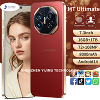Téléphones Portables 5G Mondiaux MT 16G+1TB Android 15 Écran 7,3 Pouces Grande Mémoire Version Globale Batterie 8000mAh Reconnaissance d'Écran d'Appareil Photo IA ODM/OEM