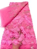Tissu en velours bio de luxe bleu roi avec broderie florale 3D, appliques, sequins et perles de haute qualité pour la couture de créations pour filles