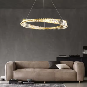 Zèle Éclairage Moderne Ovale Anneau Pendentif Lumière Salon Salle À Manger Suspendu K9 Cristal LED Suspension - Product Image 5