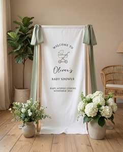 Letrero de Bienvenida de Tela Moderno para Boda LANJO, Letrero de Bienvenida de Tela de Lino Personalizado para Ceremonia de Boda, Letrero de Bienvenida Boho para Boda - Product Image 1