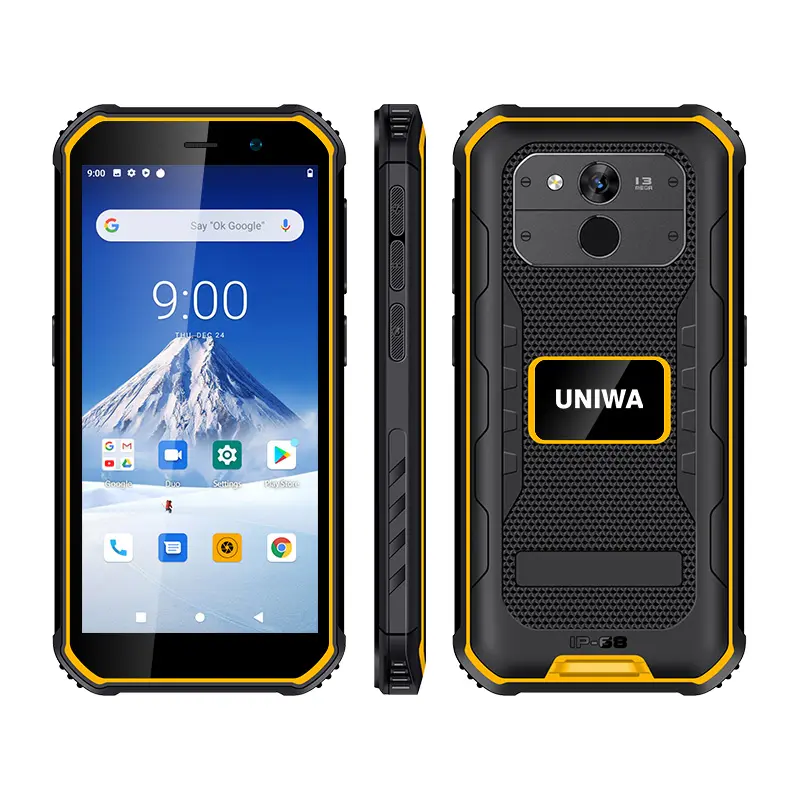 Uniwa f963 telefone 5.5 polegadas touch screen, ip68 robusto, impermeável, android, com nfc/poc