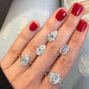 Bijoux en or pour filles, bague de fiançailles royale en diamant 1 carat, mariage - Product Image 3