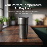 Gobelet isotherme en acier inoxydable de 20 oz, compatible avec les supports de voiture, pour café, bière et autres boissons, avec couvercle coulissant