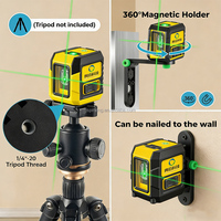 Niveau laser rotatif professionnel avec ligne verte à 2 points, auto-nivelant, lignes croisées et verticales pour la construction
