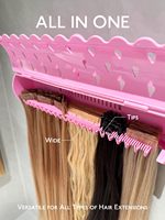 Support et organisateur pour extensions capillaires, support de perruque, clips adhésifs, ruban adhésif - Matériau ABS rose, robuste pour le tressage, le coiffage et les voyages