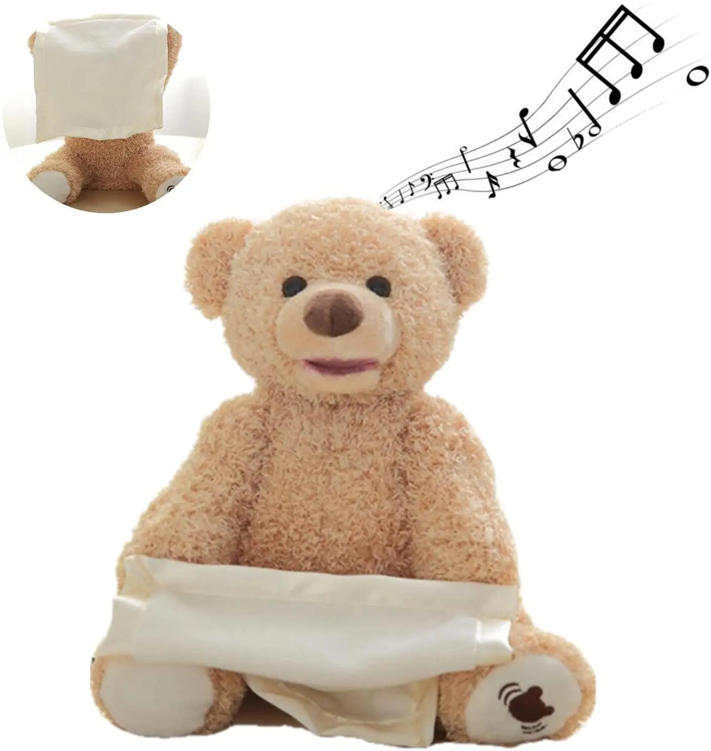30CM Robot Teddy Bear Hide And Seek Animated Electronic Bear Music Stuffed Animal Plush Talking Play Seek Shy Bear Gift For Kids