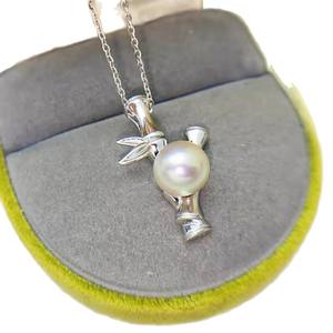 WENCHI 10169 31336 Accessoires DIY pour perles, Perles en argent S925 de 7-9mm, Support vide pour perles, Nœud en bambou, Pendentif de mode, Conception de bijoux - Product Image 5