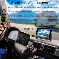 Caméra de sauvegarde de voiture sans fil 1080P RV avec écran Quad 9 pouces 4ch moniteur DVR Dash moniteur enregistreur vidéo de véhicule