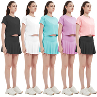 Ensemble de tenue de yoga d'été pour femmes, ensemble deux pièces à séchage rapide, tenue de fitness, jupe courte pour l'entraînement et la course à pied