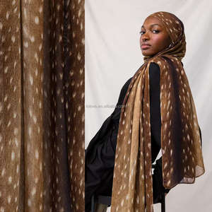 نمط الغزلان مسلم وشاح مشروط أنماط الحيوانات مخصص المطبوعة وشاح مسلم قسط شال مشروط - Product Image 1