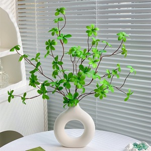 Qingyu Chronicle - Branche unique de verdure artificielle en soie, fleur artificielle, décoration intérieure et extérieure, feuilles vertes, ornement végétal - Product Image 2
