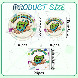 Set <span class=keywords><strong>di</strong></span> Articoli per Festa <span class=keywords><strong>di</strong></span> Compleanno 67 Anni con Graffiti, Piatti e Tovaglioli <span class=keywords><strong>di</strong></span> Carta per Uomini e <span class=keywords><strong>Donne</strong></span>, Decorazioni per 67° Compleanno - Product Image 3