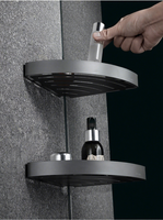 Étagère d'angle de salle de bain en acier inoxydable 304, design moderne, durable, triangle, un seul niveau, finition noire, pour appartement ou hôtel