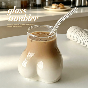 Tasses à café, lait et desserts en verre borosilicate transparent faites à la main, sans BPA, au design mignon et original, très populaires - Product Image 4