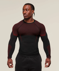 GYM ONYX Men's Long-Sleeve Sport Fitness Seamless Quick-Drying Breathable Elastic Crew Neck <b>Tight</b> Training Suit - Product Image 4