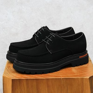 Men's Leather Loafers Round <b>Toe</b> <b>Caps</b> Trendy Office Shoes Handmade Leather Shoes Banquet Wedding Shoes Men Colored Suede - Product Image 2