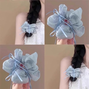 <span class=keywords><strong>Papillon</strong></span> <span class=keywords><strong>noeud</strong></span> perlé maille chouchou haut de gamme doux tempérament <span class=keywords><strong>chignon</strong></span> cheveux cravate pour femmes élastique élastique pour queue de cheval - Product Image 2