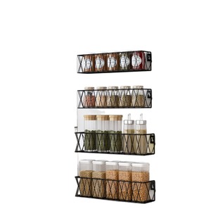 Wall Mounted Kitchen Spice Rack Stainless Steel Rectangle Storage Organizer For Cabinet Door Spices - Product Image 5