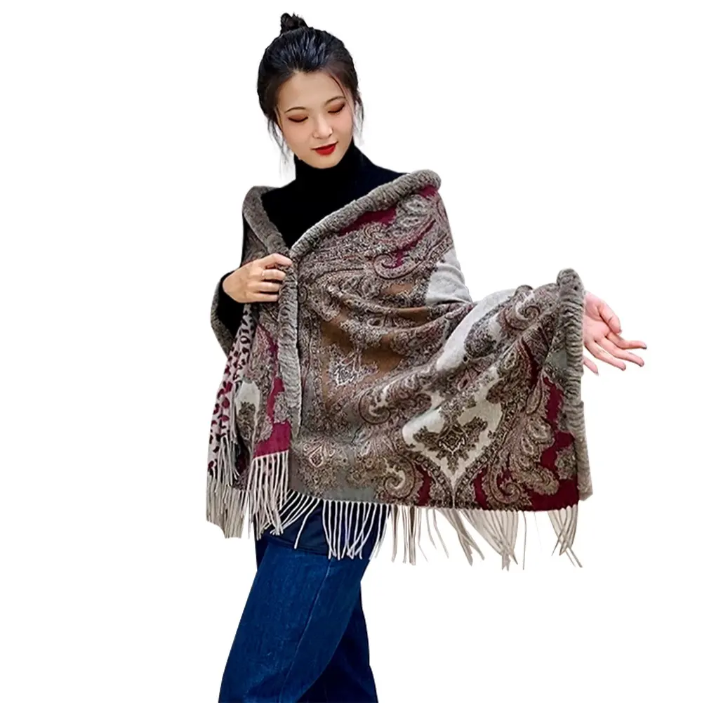 2022 Großhandel benutzer definierte Luxus Schal gestrickt Pashmina Decke Winter schlichte Schals Damen 100 Kaschmir Wolle Schals Frauen